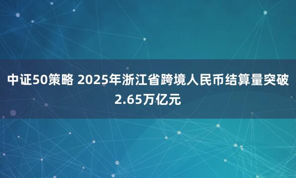 中证50策略 2025年浙江省跨境人民币结算量突破2.65万亿元